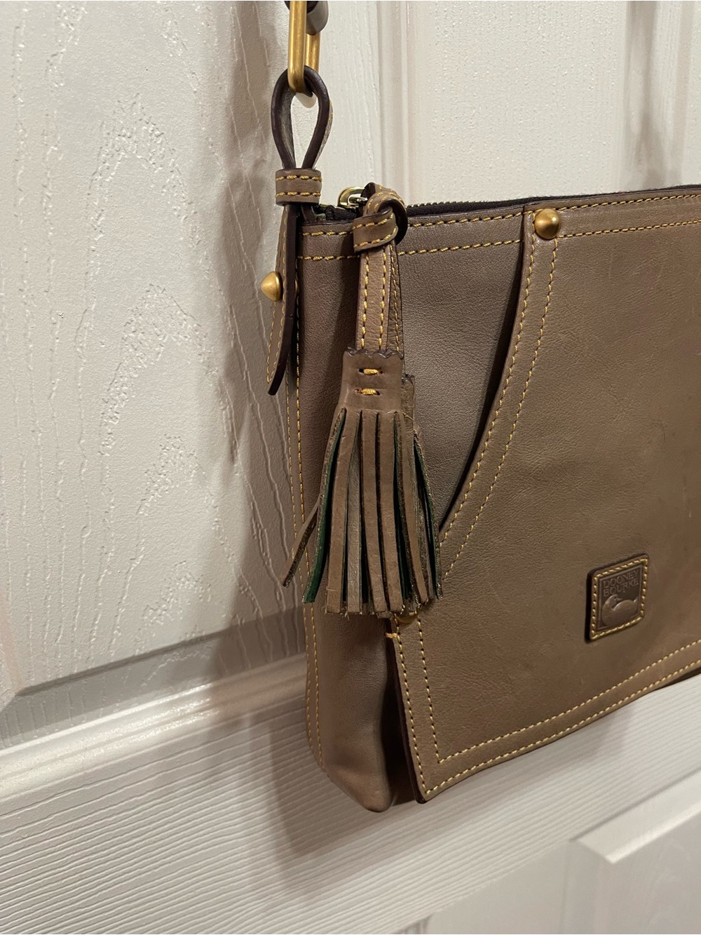Dooney & Bourke Brown Leather Crossbody with Tassel